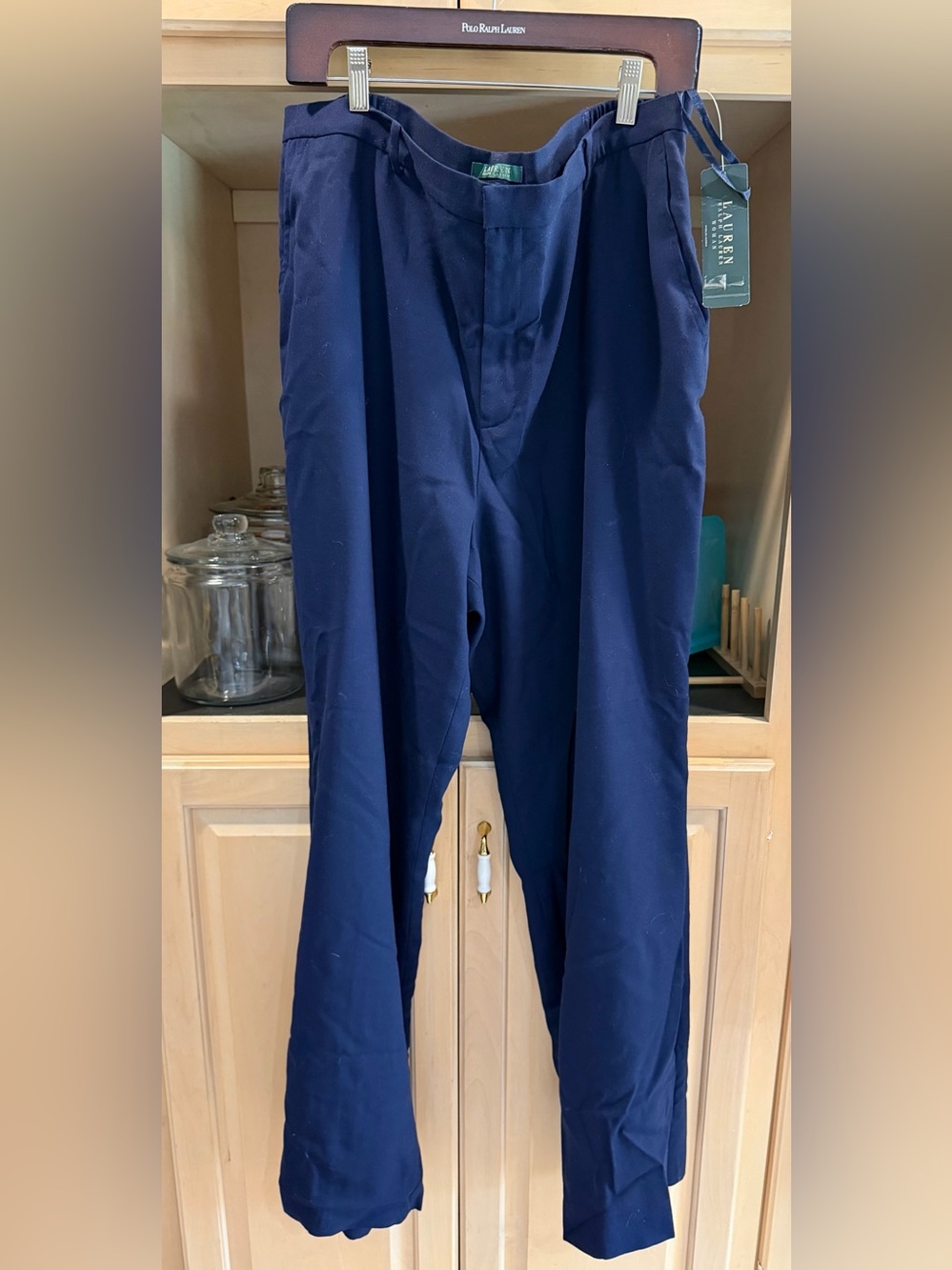 NWT Lauren Ralph Lauren Navy Straight-Leg Wool Dress Pants 18W